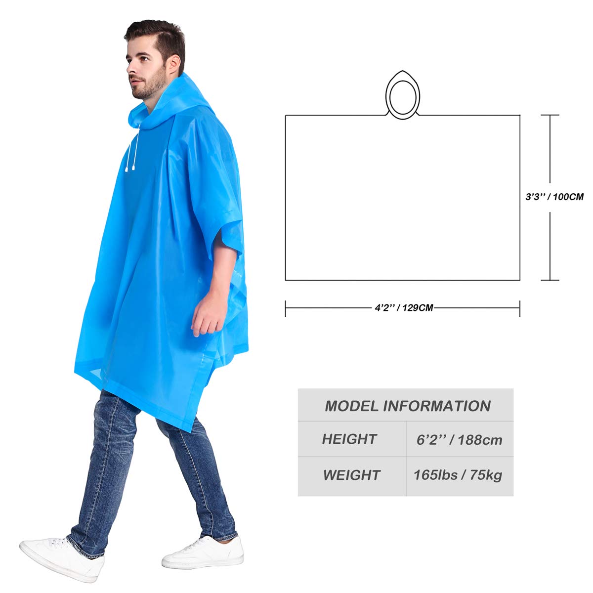 ANTVEE Rain Ponchos 2-Pack For Adults - Waterproof Emergency Raincoat For Theme Parks & Outdoor Activities
