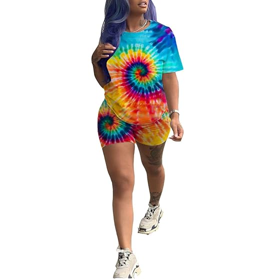 tie dye two piece outfit plus size
