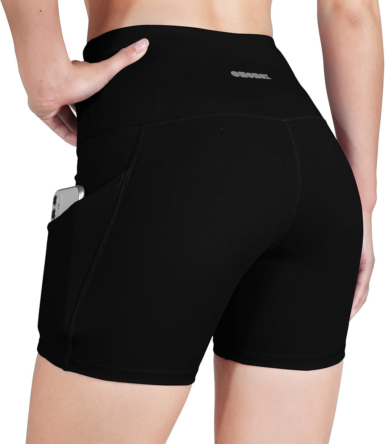 ODODOS High Waist Out Pocket Yoga Short Tummy Control Workout Running Athletic Non See-Through Yoga Shorts: Clothing