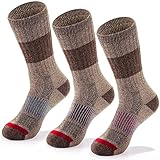 Fit Spirit 3 Pairs Wool Blend Hiking Trekking Work Crew Socks - Choose Your Color