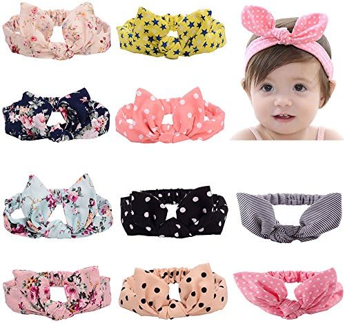 Girls Hairbands Baby Headbands Turban Knotted for Newborn Toddler and Childrens(10 Pack )