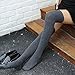 Ysense Pack of 2 Womens Girls Winter Over Knee Leg Warmer Knit Crochet Socks Leggings, (Black/Grey), One Size