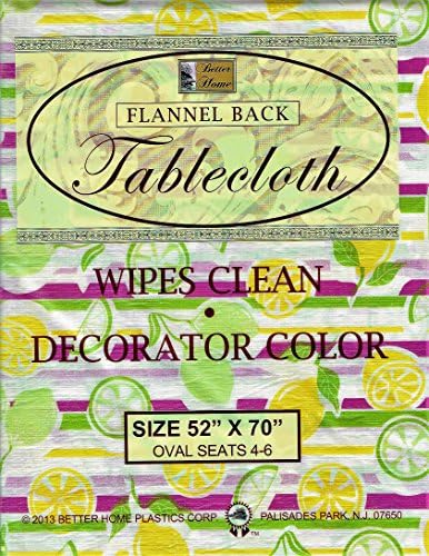 Better Home Vinyl Tablecloth Lemons Decorator Design Flannel Backed (52"x70" OVAL)