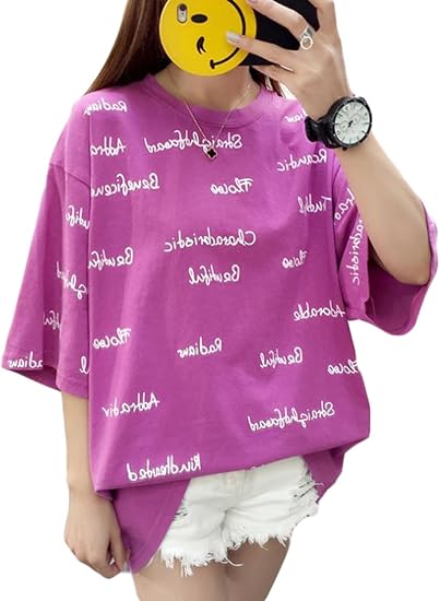 Amazon Bscoolレディース Tシャツ ゆったり 韓国ファッション 夏トップス 半袖tシャツ 白 レッド 黒 Tシャツ カットソー 通販