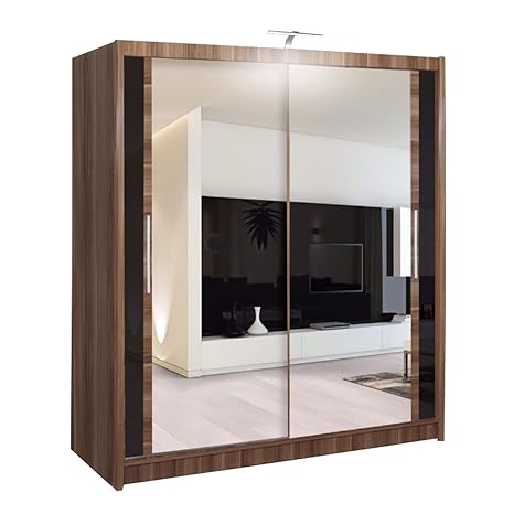 Mirror Sliding 2 Or 3 Door Wardrobe Chicago With Led Light 90cm