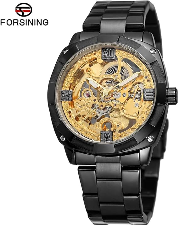 Amazon Tickas フォーシングメンズ高級スケルトン自動巻き機械式時計絶妙なステンレス鋼の腕時計 メンズ腕時計 腕時計 通販