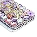 iPhone X Case, iPhone Xs Case, Mavis's Diary Full Edge Protective Plastic Case, 3D Handmade Crystal Clear Bling Full Diamonds Colorful Shiny Rhinestone Flowers Hard PC Cover