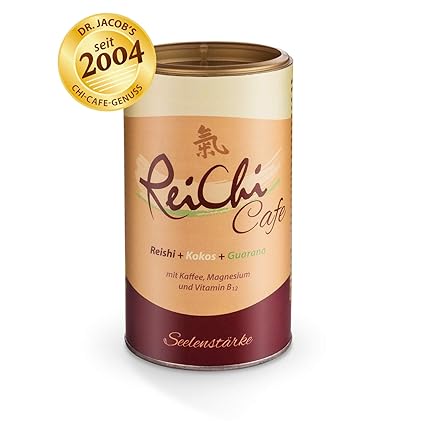 Veganer ReiChi Cafe von Dr. Jacob's I löslicher Kaffee I Pilzkaffee Getränk mit Reishi-Pilz Pulver I Guarana und Ginseng Extr