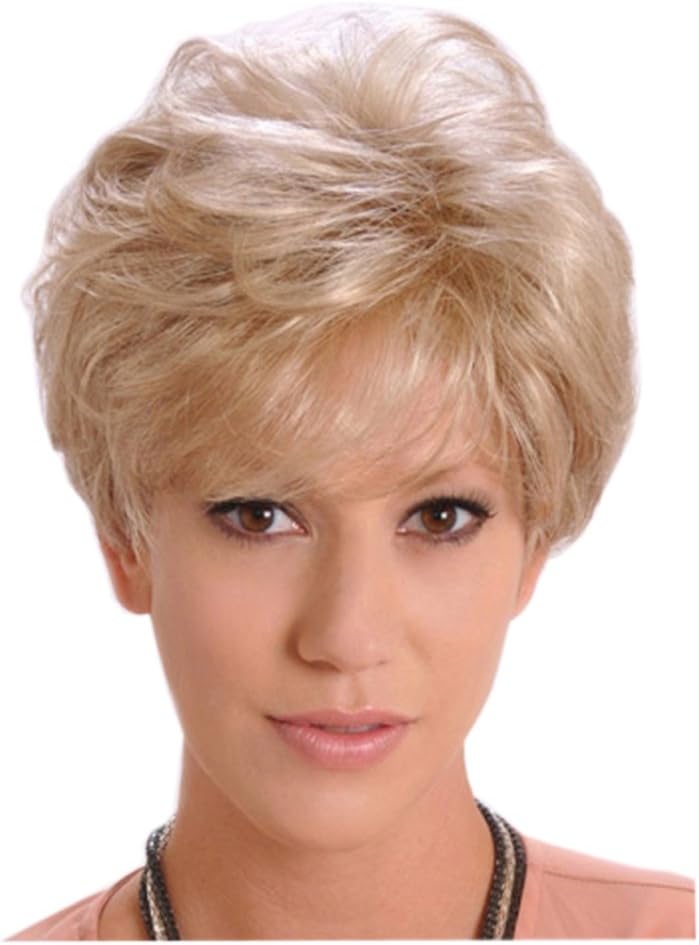 Young Girls Kinky Curly Short Hair Blanche Ladies Light Golden Wig Little Wavy Wig