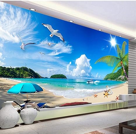 Amazon Co Jp Mzznz3d写真壁紙夏のシービューサンシャインビーチ写真背景装飾壁画リビングルーム壁紙モダン ホーム キッチン