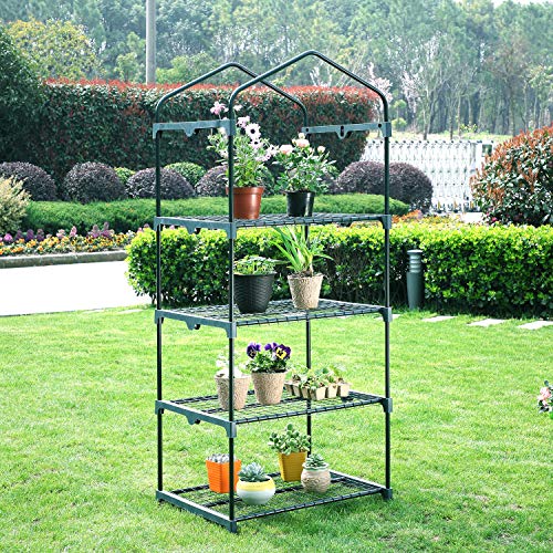 image for Worth Mini Ourdoors Indoor Greenhouse, 4 Tier 4 Shelf and PVC Cover Gr