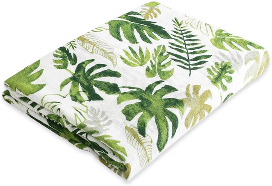 Jiquan Baby Muslin Swaddle Blankets for Boys and Girls, Organic Bamboo Swaddle Wrap Receiving Blankets, Super Soft, Breathable and Comfortable, Ideal Baby Shower Gift, 47 x 47 inches (Rainforest)