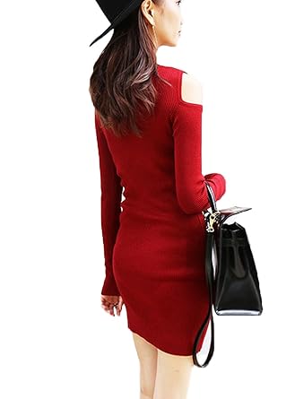 Amazon ノーブランド オープンショルダーニットワンピース