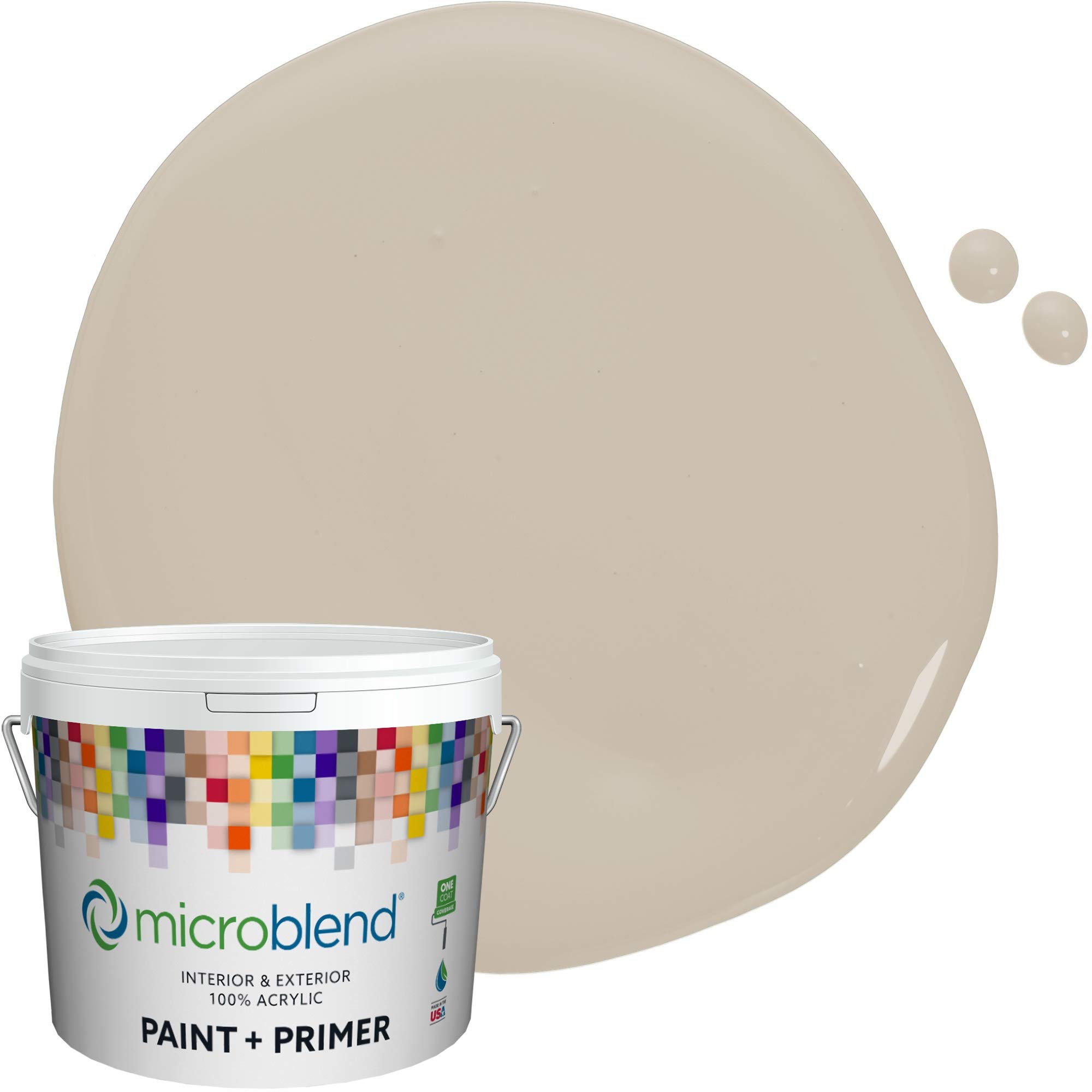 Microblend Interior Paint and Primer - Beige/Antiqua, Semi-Gloss Sheen, 5-Gallon, Premium Quality, One Coat Hide, Low VOC, Washable, Microblend Cabo Collection