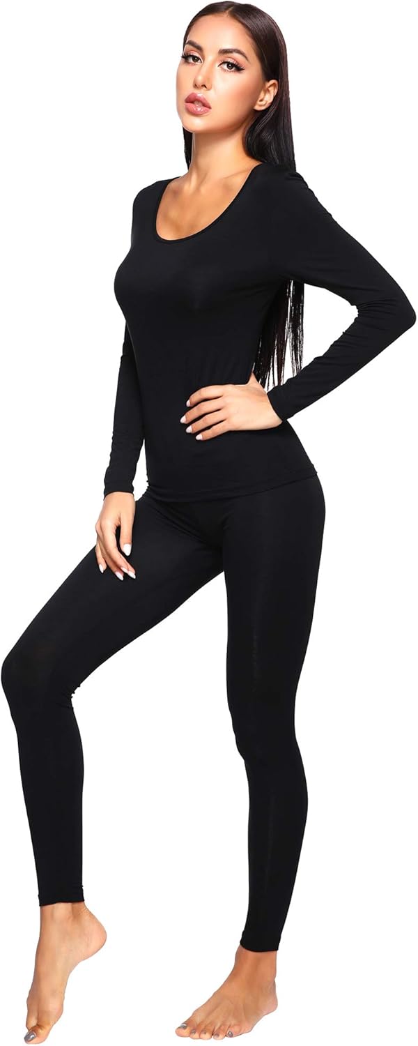 WiWi Women's Ultra Soft Bamboo Underwear Long Johns Sets Lightweight Pajamas Set Base Layer Top with Bottoms S-3X at  Women’s Clothing store