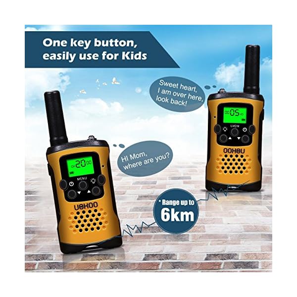 Kids-Walkie-Talkies-UOKOO-4-Mile-Range-22-Channel-FRSGMRS-Pair-of-Walkie-Talkies-for-Kids-Toys-1-Pair-Yellow