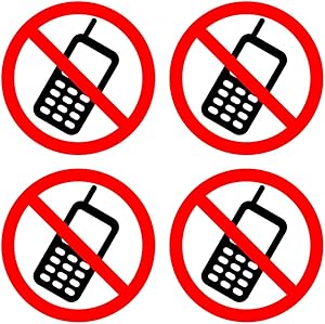dealzEpic - No Cell Phone/Mobile Phone is Prohibited Sign | Self Adhesive Vinyl Decal Sticker | Pack of 4 Pcs