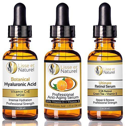 Lisse et Naturel Liquid Facelift, Vitamin C, 2.5% Retinol, Hyaluronic Acid Serum