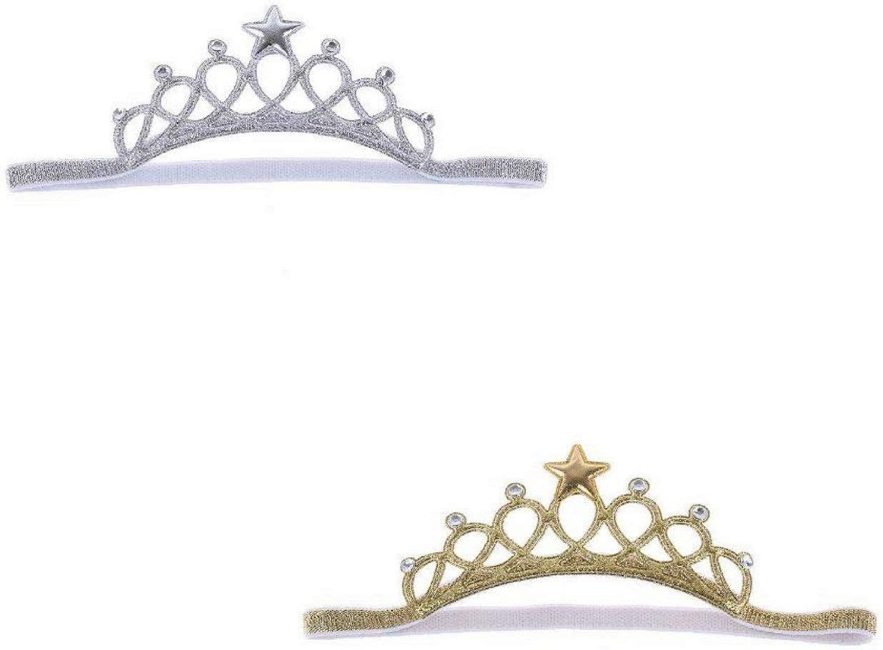 Baby Toddler Tiara Crown Headbands Hair Accessories Gold and Silver 2 Pack
