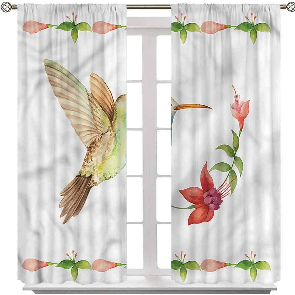 YUAZHOQI Hummingbird Bedroom Curtains, Hummingbird Artwork, Set of 2