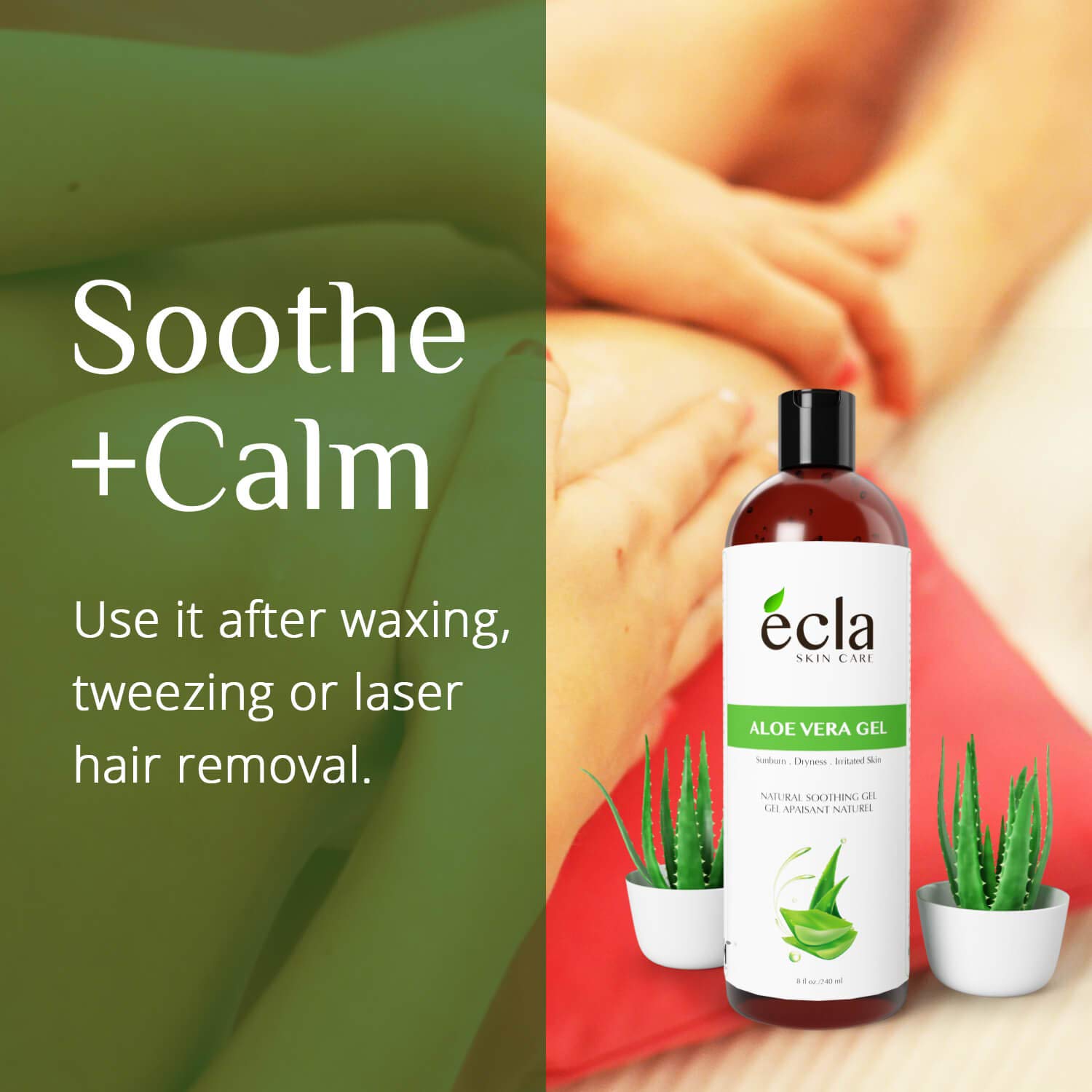 Aloe Vera Gel for Face, Body and Hair - Made with Organic 100% Pure Cold Pressed Juice, Not Powder (8 Oz - 240ml)