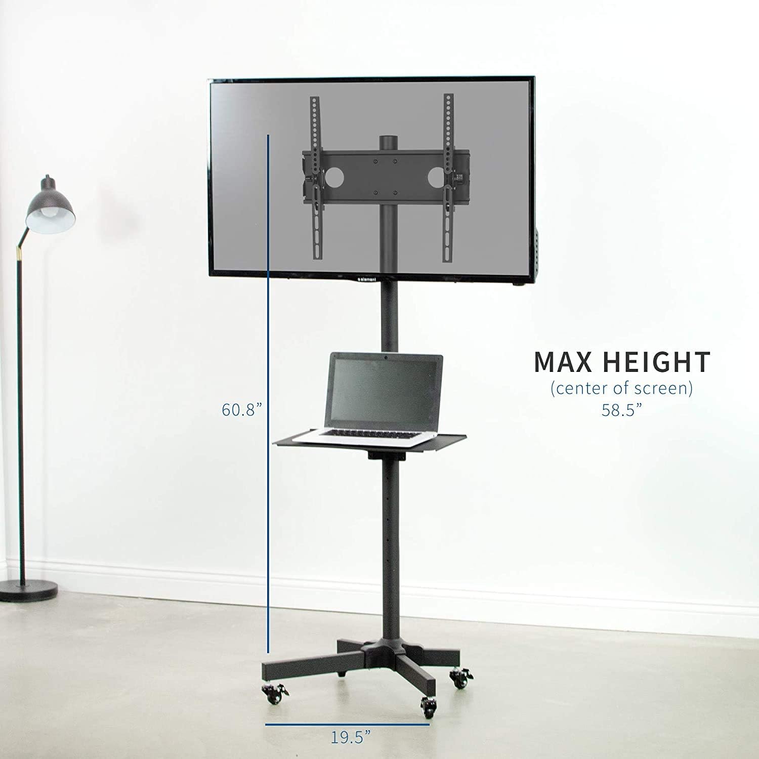 VIVO Universal Mobile TV Cart for 23-55 inch LCD LED Flat Panel Screen TVs up to 55 lbs, Pro Height Adjustable Rolling Black Stand with Laptop Shelf, Locking Wheels - Max VESA 400x400 (STAND-TV04M) : Office Products