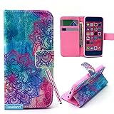 iPhone 5C Case,iPhone 5C Case,By Caseland[Colorful Pattern] Wallet Flip PU Leather Fashion Design Case For iPhone 5C-Painting
