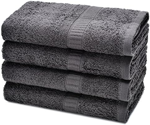 Hotel and Spa Like Set of 4 Luxury Hand Towels by Alurri – Super Soft and Quick Absorbent – Made of 100% Natural Cotton Material – Machine Washable - Dry Hand &amp; Face - 16x28 inch (4, Grey)