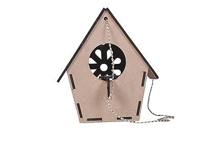 JNSM Wooden MDF Sheet Made Bird House Hanging Nest Box for Balcony and Garden with Wall Patch