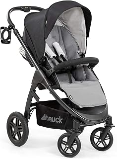 Hauck Saturn R All-Terrain Sportwagen + Beindecke, drehbar, bis 25 kg, XL Verdeck, Getränkehalter, höhenverstellbar, kompakt faltbar, kompatibel mit Babywanne &amp; Babyschale, schwarz grau