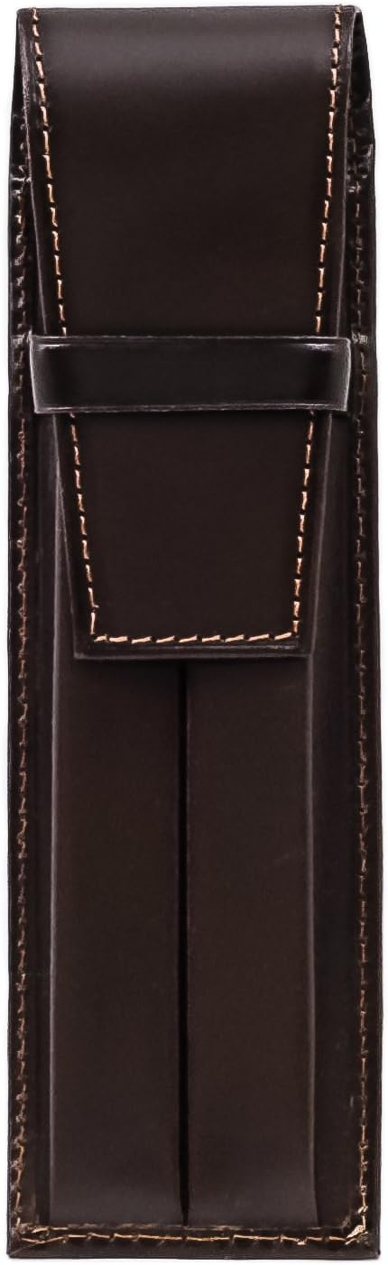 Leather Twin Pen Case | 2 Pens Holder in Dark Brown Colour