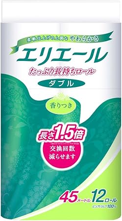 Amazon エリエール トイレットペーパー 1 5倍巻き 45m 12ロール ダブル パルプ100 リラックス感のある香り エリエール トイレットペーパー