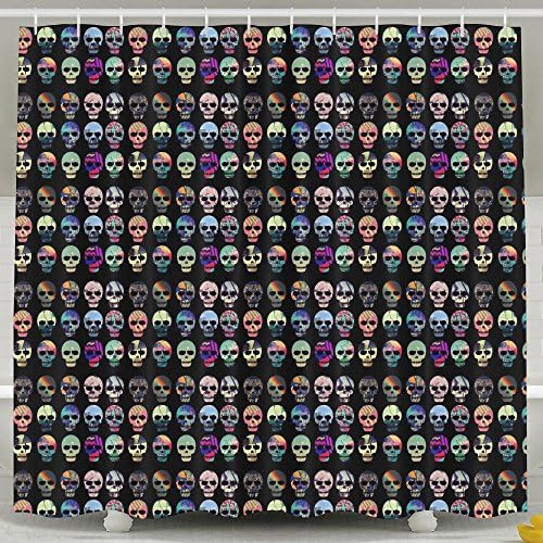 Colorful Sugar Skull Shower Curtain Fabric Bathroom Shower Curtain Set,72x60 Inch