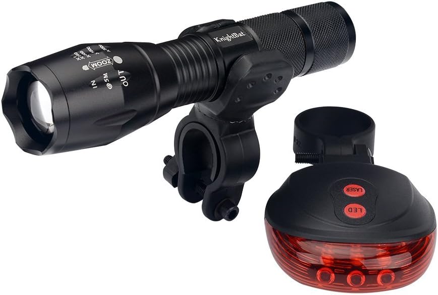 Papaler KNIGHTBAT Bike Waterproof LED Flashlight Headlight Torch and Taillight for Bicycle Light Front and Rear