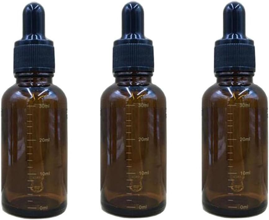 ASTRQLE 6PCS 30ml 1oz Empty Refillable Amber Glass Graduated Scale Dropper Bottle with Pipette for Lab Dropping Essential Oil Vial Container Drip Tube: Home & Kitchen