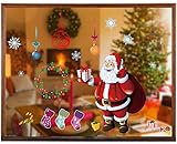Christmas Window Clings Decal Stickers Decorations - Merry Xmas Snowflake Balls Santa Claus