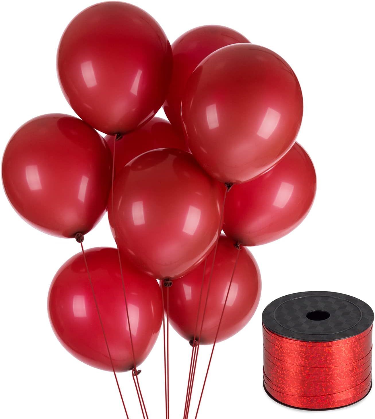 100 pcs Ruby Red Latex Party Balloons,10inch Premium Helium Quality Red Balloons Red Shiny Latex Balloons for Party Supplies and Decorations(with Red Ribbon): Toys & Games