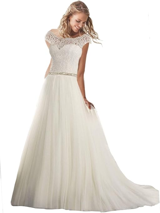 a line with sleeves wedding dress