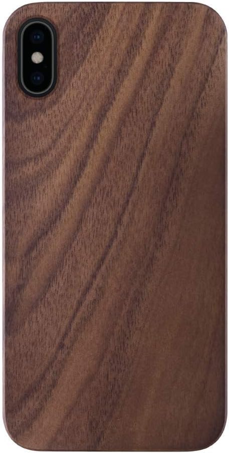 iATO iPhone Xs/X Wood Case. Real Walnut iPhone Xs/X Case Wood. Minimalistic Classic Dark Wood iPhone Xs/X Case 5.8" Supports Wireless Charging – Natural Wooden Overlay & Black Polycarbonate Bumper