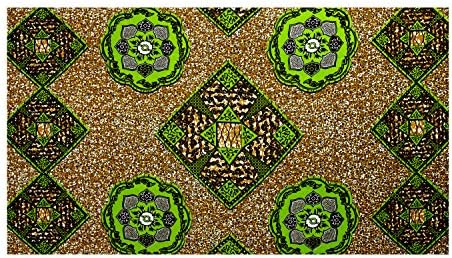 Supreme African Wax Print 6 Yard Green/Tan/Indigo