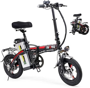 Amazon 電動折りたたみ自転車軽量折りたたみ自転車 ペダルアシストe Bike400wサイレントモーターe Bikeポータブルキャラバンモーターホームに簡単に保管して屋外でサイクリング 黒 Xcmenl 電動自転車