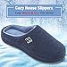 Men's and Women's Classic Memory Foam Plush House Slippers, Autumn Winter Breathable Indoor/Outdoor Shoes 40-41 (US Men's 7-8; Women's 9-10), Navy Blue