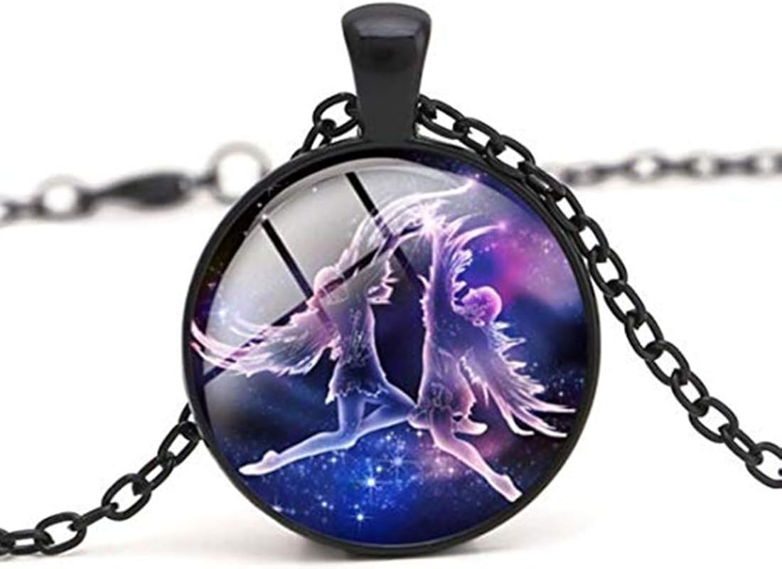 Gemini Necklace, Gemini Jewelry,Zodiac Sign Pendant, Black Necklace Amazon.co.uk Jewellery