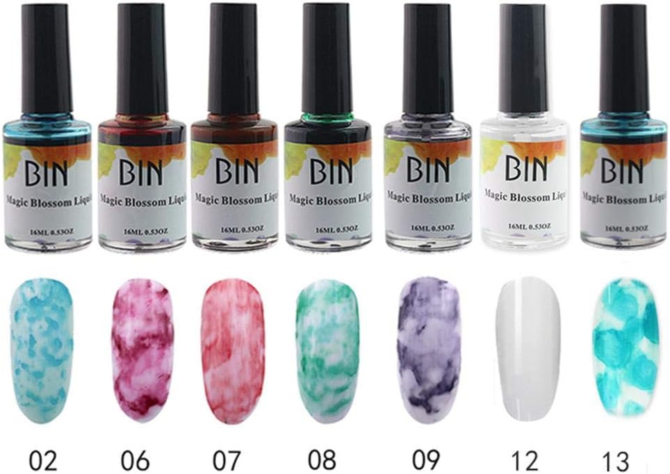 7PCS 16ML Magic Bloom Nail Polish Manicure Smudge Set Watercolor Ink Blossom Marble Dye Manicure Art