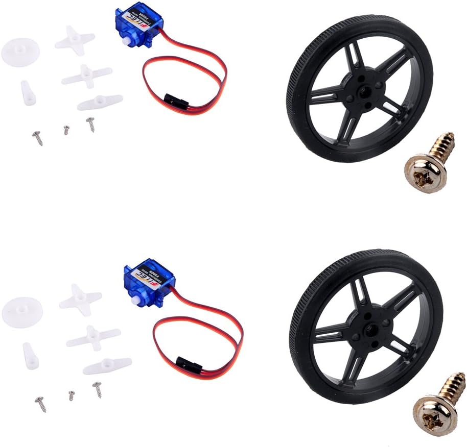 UNIKEL RCmall Feetech FS90R Micro Servo, 360 Degree Continuous Rotation RC Servo 6V 1.5KG with Wheel (2PCS Pack)