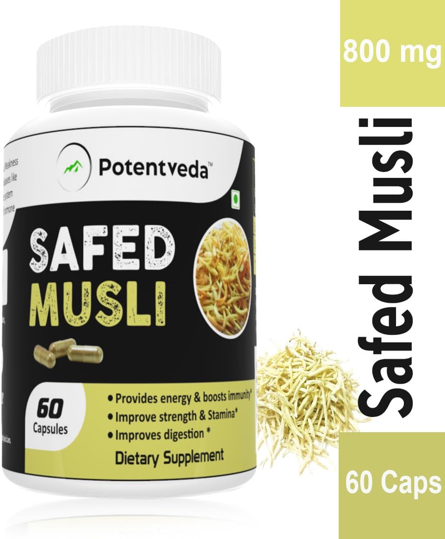 Potentveda Safed Musli Extract - 60 capsules (Pack of 1)