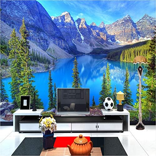 Guyuell Custom Photo Mural Snow Mountain Blue Lake Nature Landscape Wallpaper for Walls 3 D Living Room Sofa Backdrop Wall Painting 3D-350Cmx245Cm