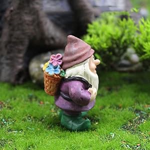 Limao Fairy Garden Accessories Outdoor Mini Gnomes Fairy Garden Set Seven Dwarfs Statue with Flowers and Tools(G)