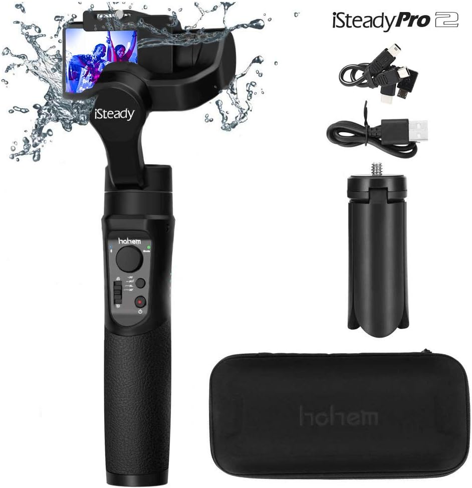 Hohem iSteady Pro 2 3-Axis Handheld Gimbal Stabilizer,Handheld Gimbal for GoPro Gopro Hero 7 6 5 4 3, Yi Cam 4K, AEE, SJCAM，Sony RX，Sports Cams Action Camera, 12h Run-Time,Water Splash Proof (Black)