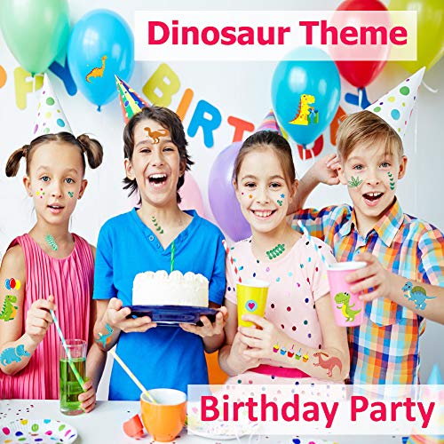 Jatidne Dinosaur Temporary Tattoos for Kids Boys Birthday Party, 300 Tattoos (Pack of 24 Sheets) Waterproof Dinosaur Tattoo Stickers, Dinosaur Party Supplies Great Children Party Favors